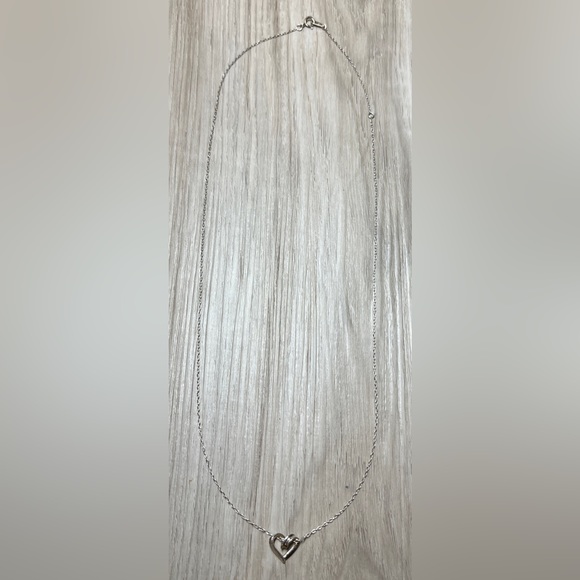 Vintage Designer Sterling Silver Twisted Heart Slide Pendant & 20" Necklace - Picture 3 of 7